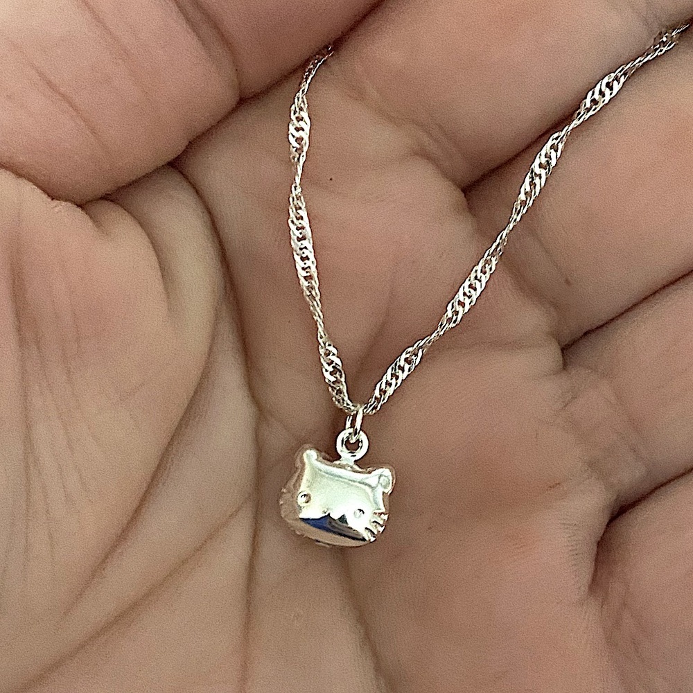 Hello Kitty Sterling Silver Pendant Handmade Necklace
